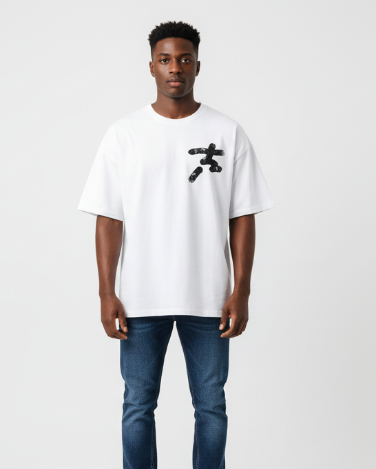 PlutosWorld Stick Man Streetwear Loose Tee-Shirt