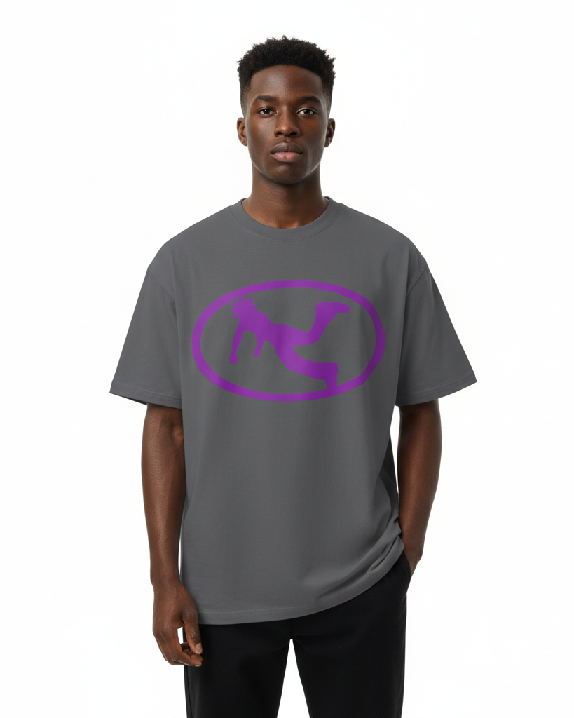 Plutos Purple Oval Logo Cotton Tee-Shirt
