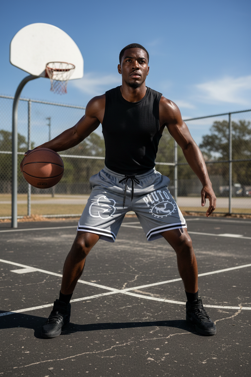 Plutos Classic Stripe Trim Basketball Shorts