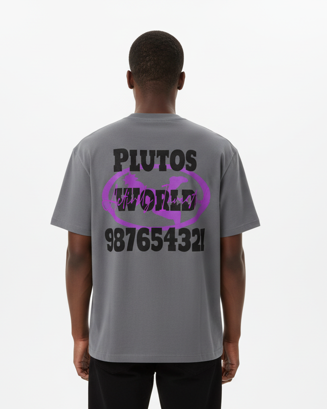 Plutos Purple Oval Logo Cotton Tee-Shirt