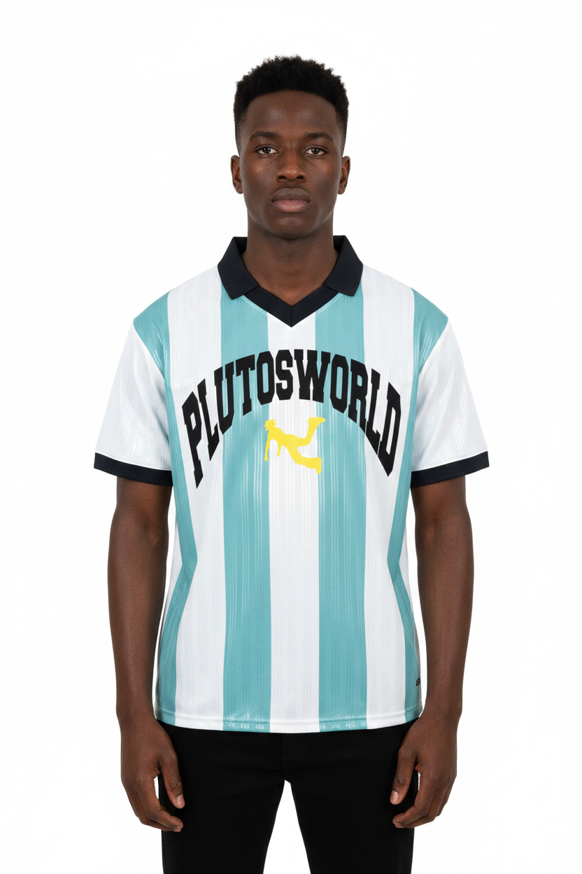 PLUTOSWORLD Striped Collared Soccer Jersey