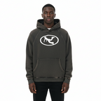 Pluto White Oval Logo Vintage Washed Frayed-Hem Hoodie