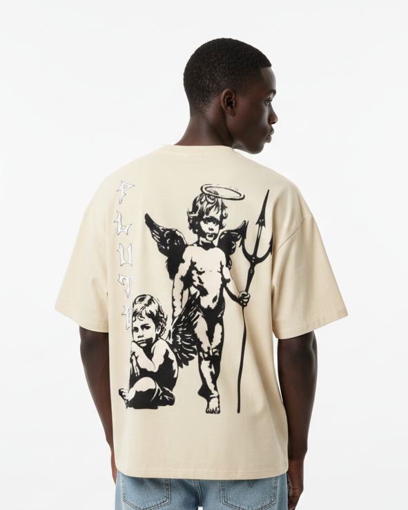 Pluto Angel Trident Loose Cotton Tee-Shirt