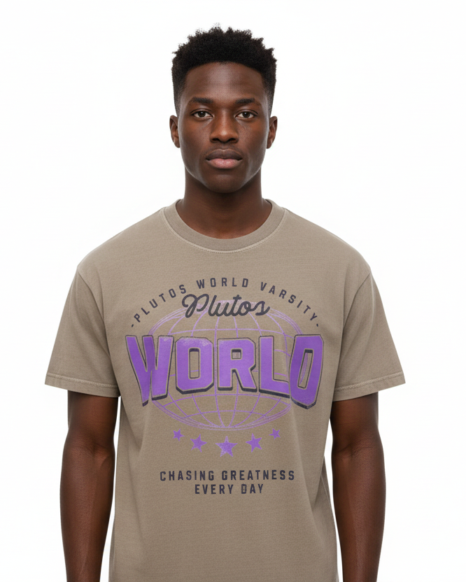Plutos World Varsity Vintage Cotton Tee-Shirt