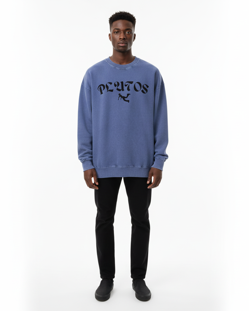 Plutos World Black Snow Washed Oversized Sweatshirt
