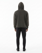 Pluto Black Oval Logo Vintage Washed Frayed-Hem Hoodie