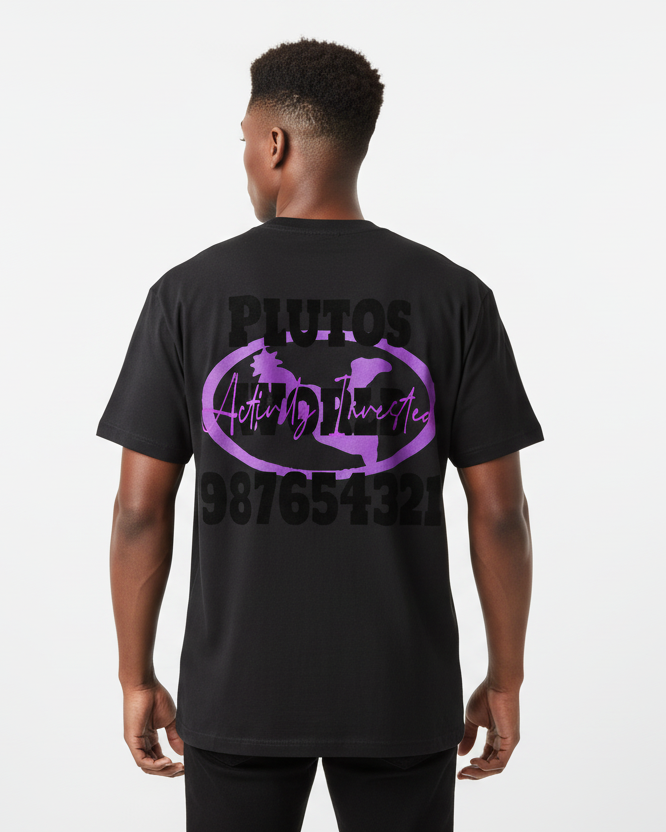 Plutos Purple Oval Logo Cotton Tee-Shirt
