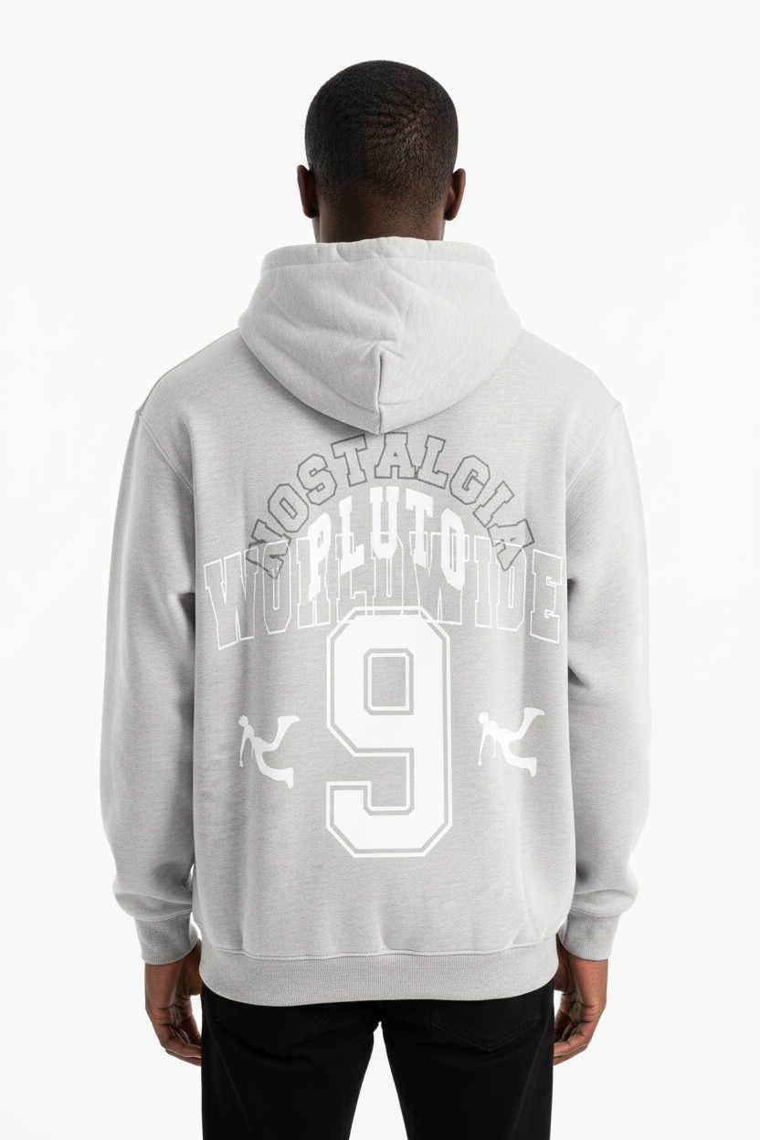 Pluto Nostalgia White Oversize Fleeced Hoodie