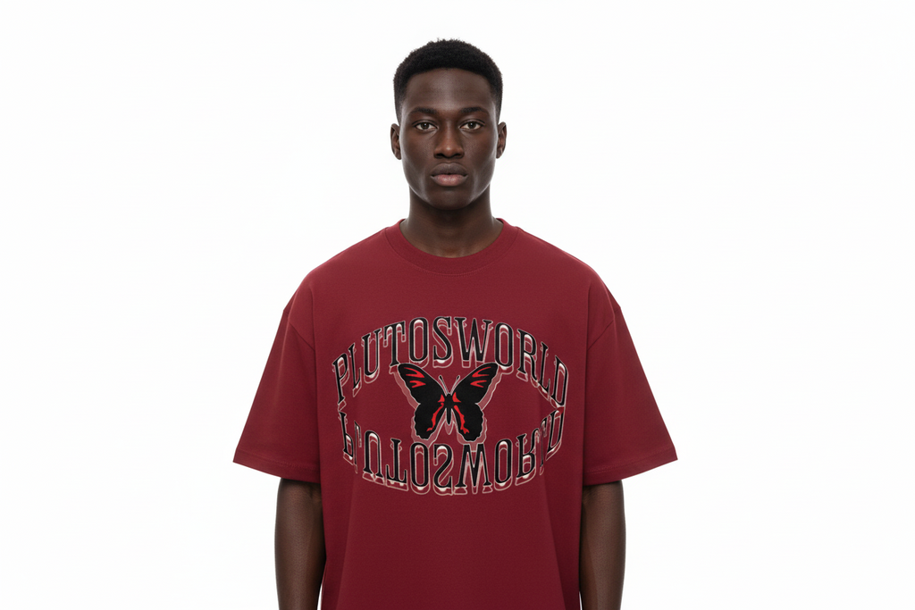 Plutos World Red Butterfly Cotton Tee-Shirt