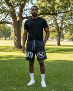PLUTO Oval Logo Vintage Wash Cotton Shorts