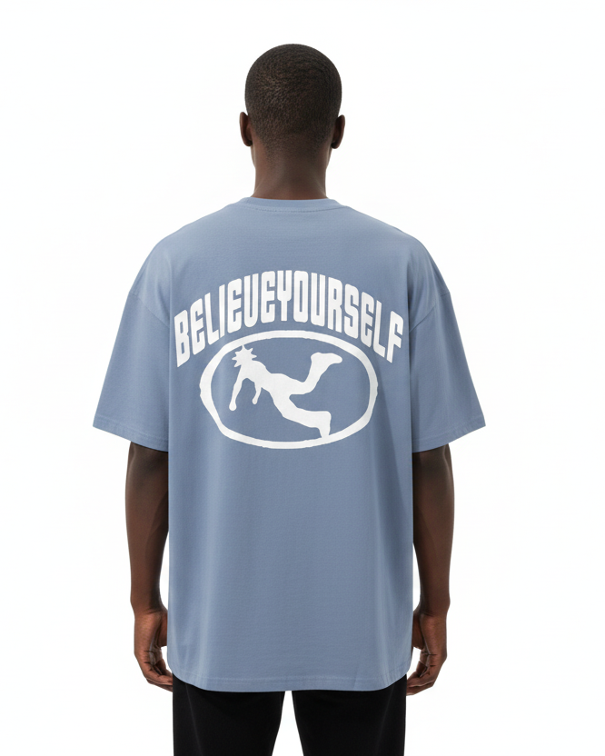 Plutos Believe Yourself Streetwear Loose Cotton Tee-Shirt