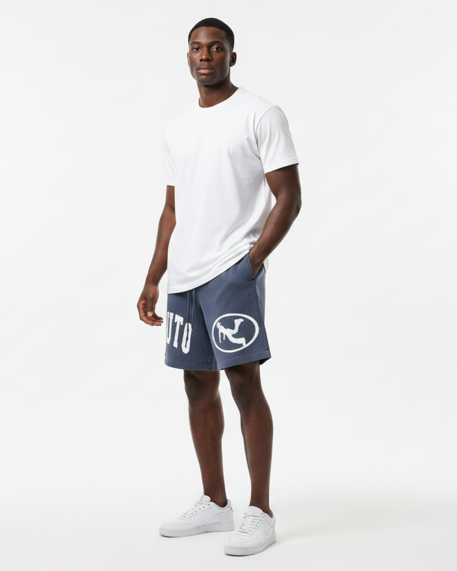 PLUTO Oval Logo Vintage Wash Cotton Shorts