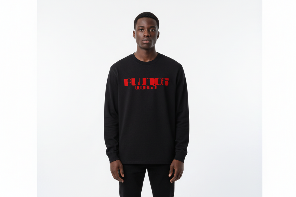 Pluto World RED FACE Essential Crewneck Long-Sleeve Shirt