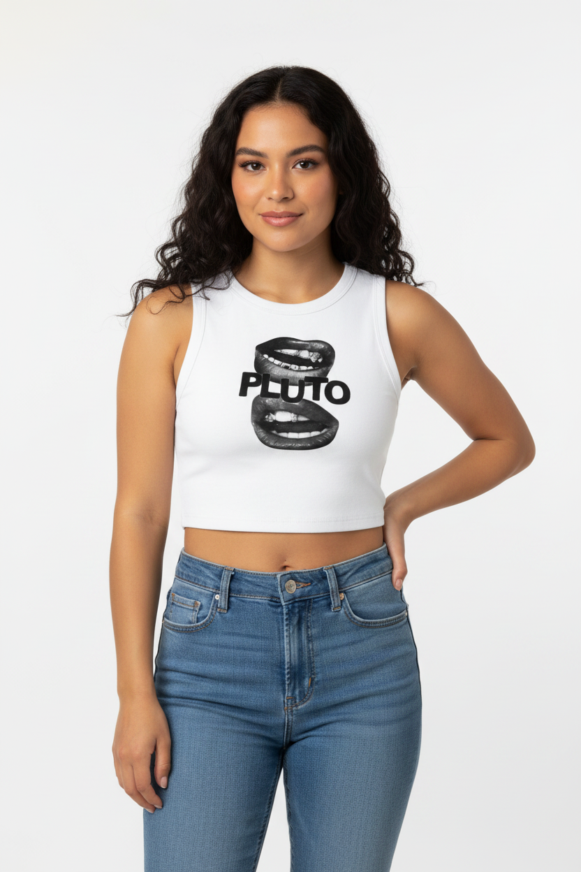 PLUTO Lips Tight Crop Tank Top