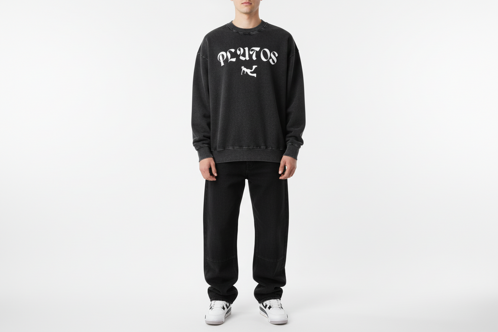 Plutos World White Snow Washed Oversized Sweatshirt