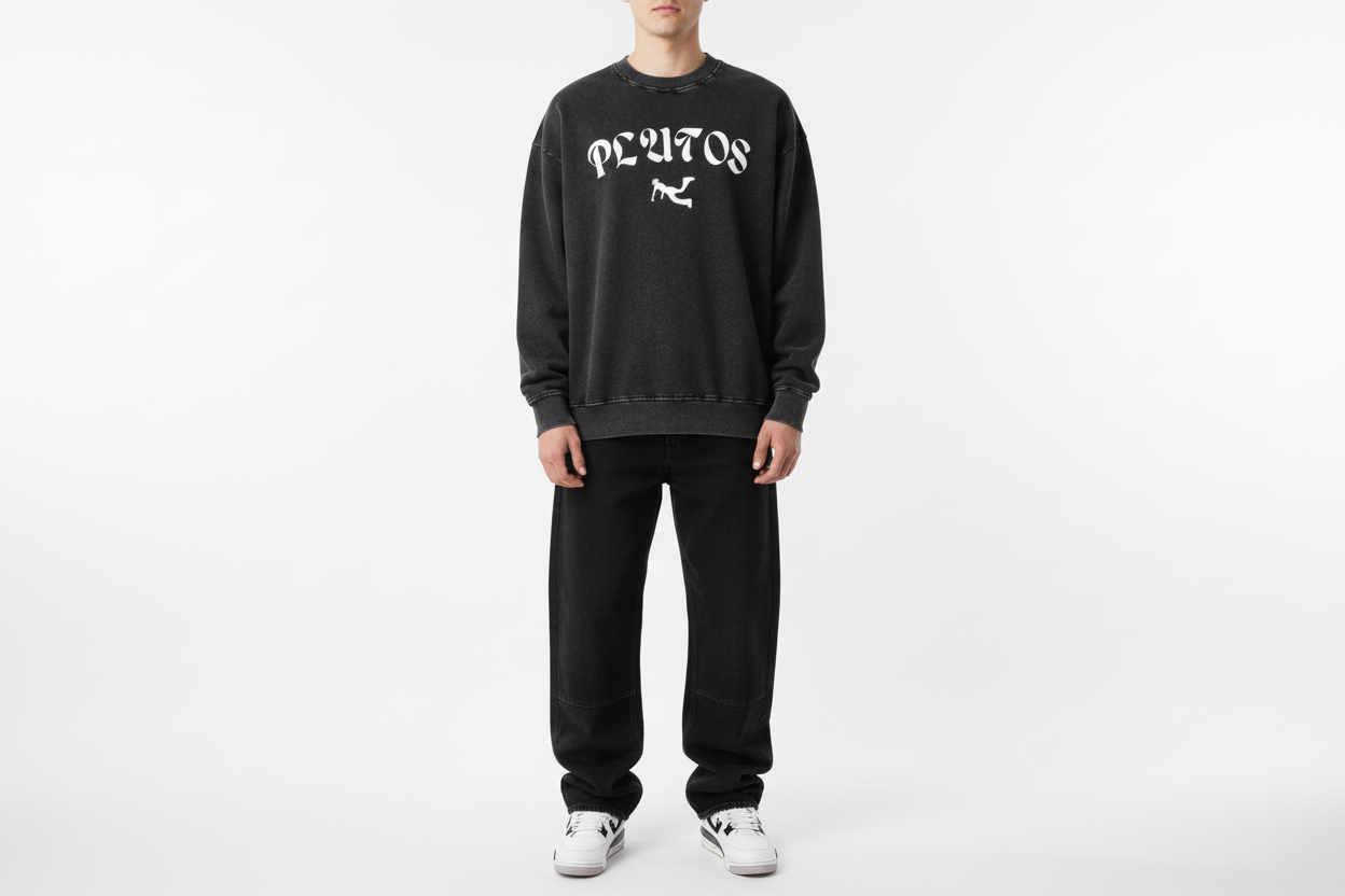 Plutos World White Snow Washed Oversized Sweatshirt