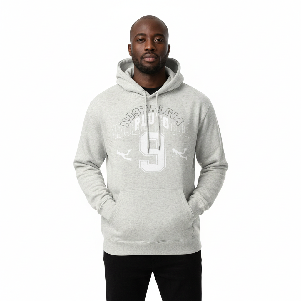 Pluto Nostalgia White Oversize Fleeced Hoodie