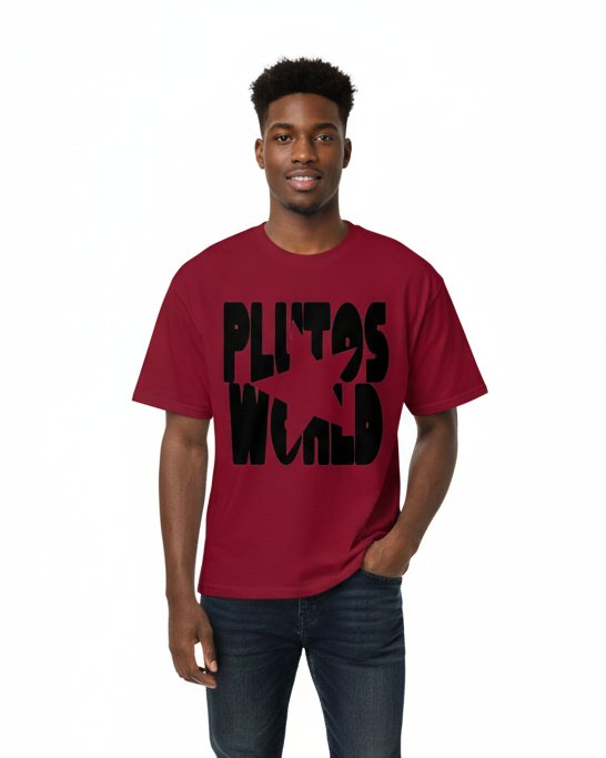 PlutosWorld Black Star Cotton Boxy Tee-Shirt