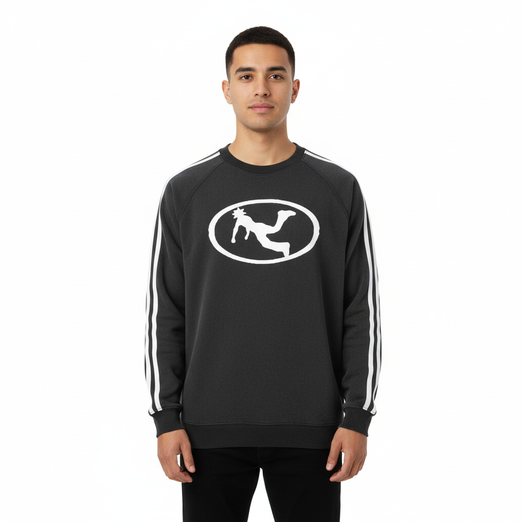 Pluto White Oval Logo Snow Washed Tape Sweatshirt