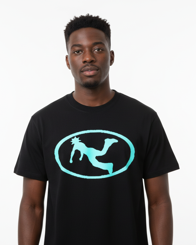 Light Blue Pluto Oval Logo Cotton Tee-Shirt
