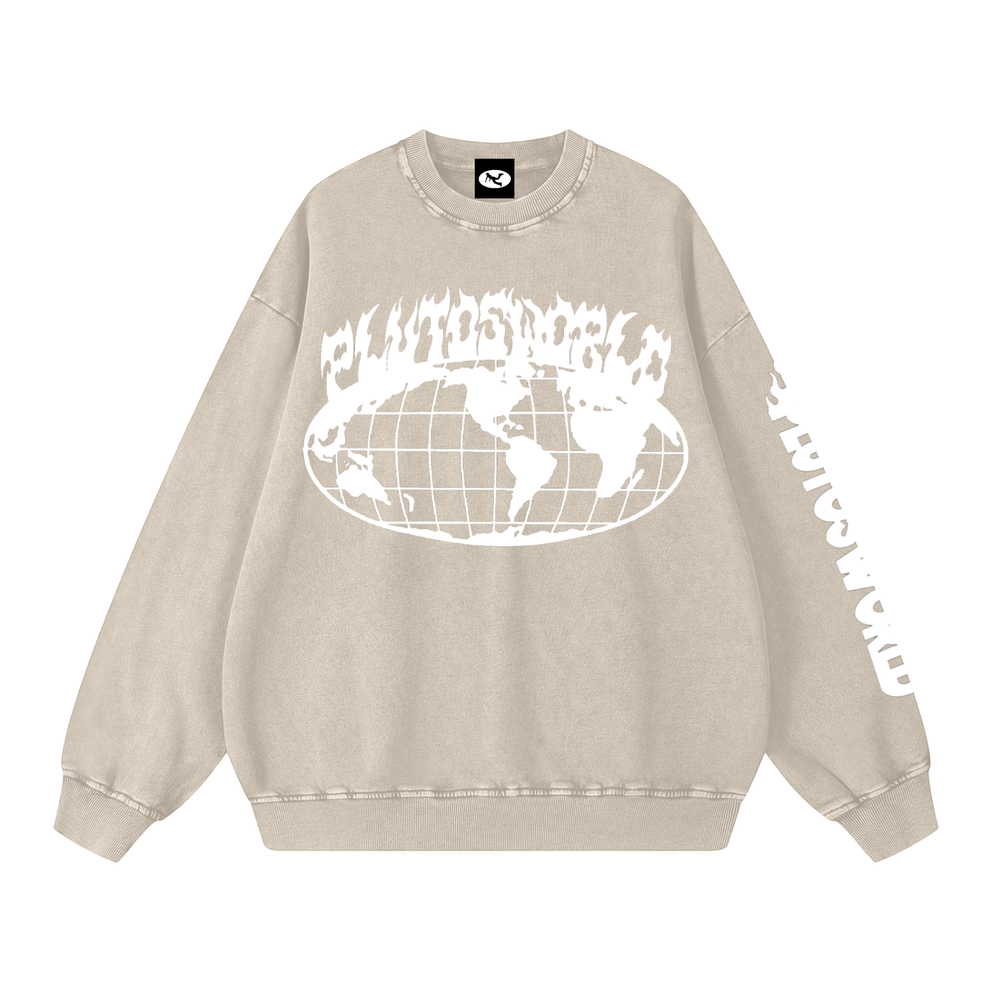 PLUTOSWORLD Wide Globe Snow Washed Oversized Sweatshirt