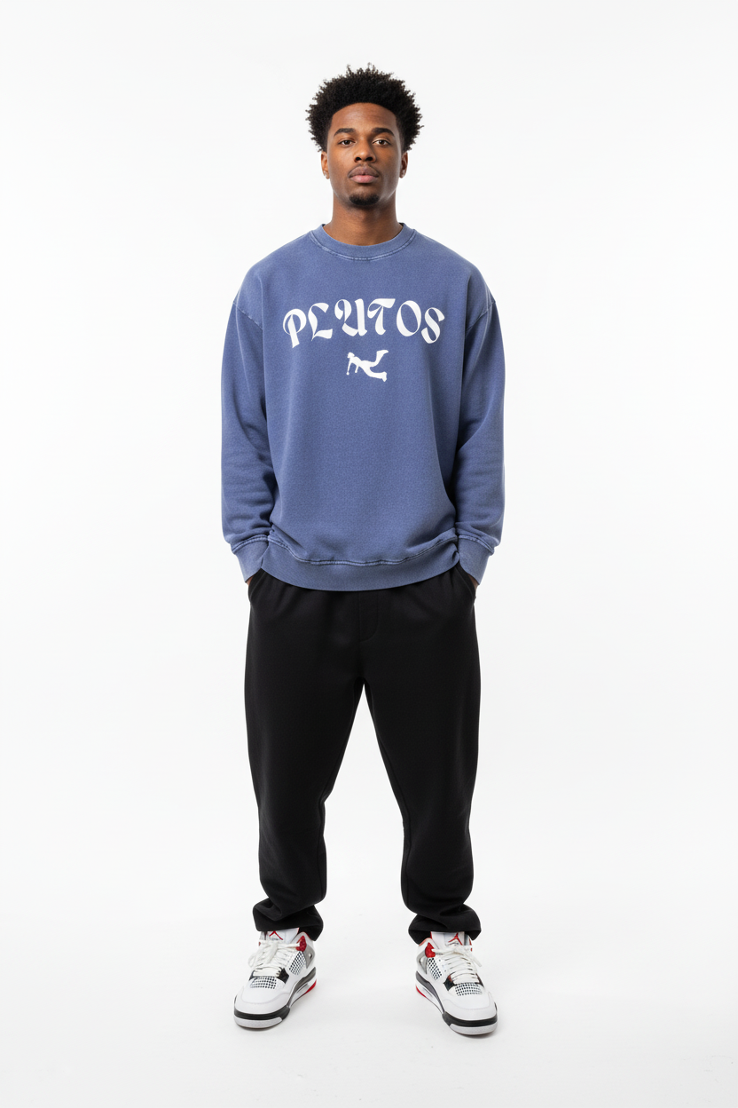 Plutos World White Snow Washed Oversized Sweatshirt