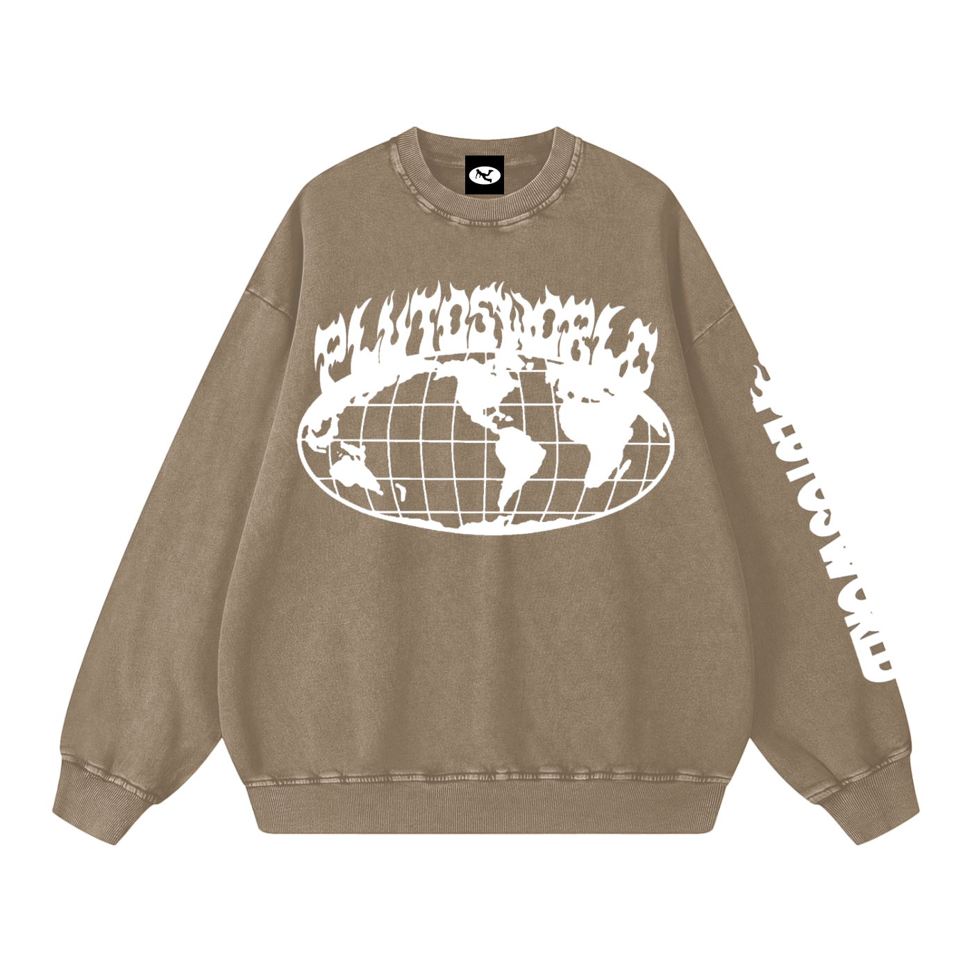 PLUTOSWORLD Wide Globe Snow Washed Oversized Sweatshirt