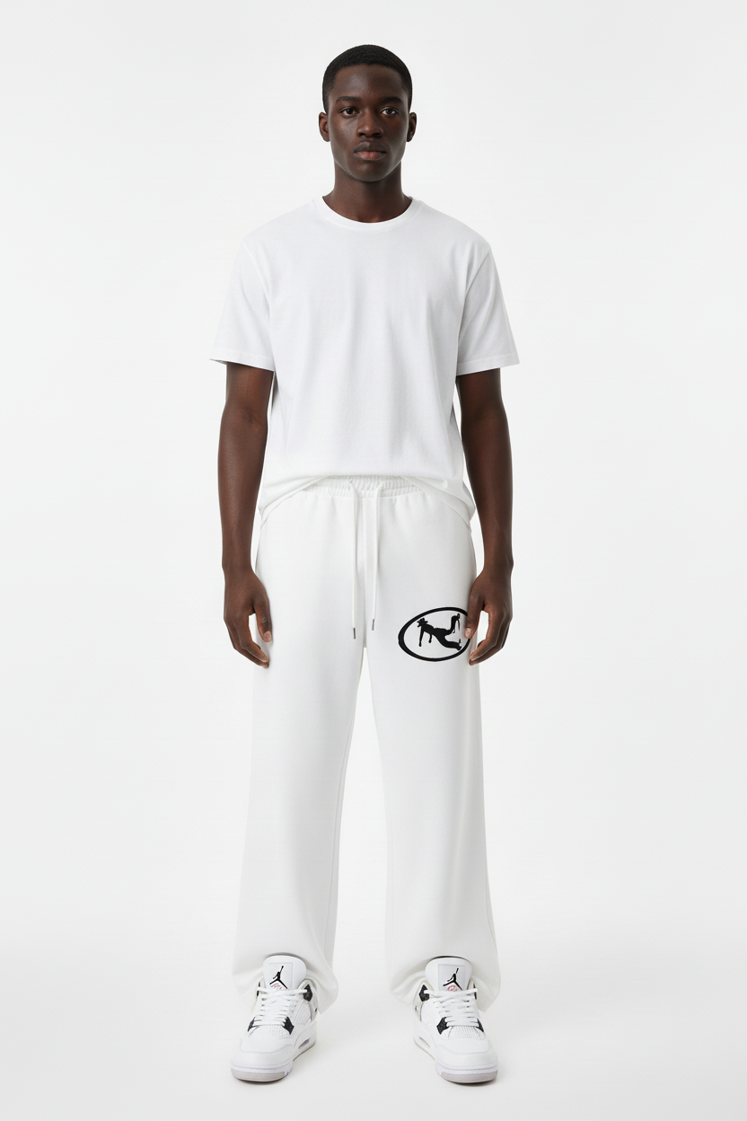 Pluto Black Oval Logo Straight-Leg Sweatpants