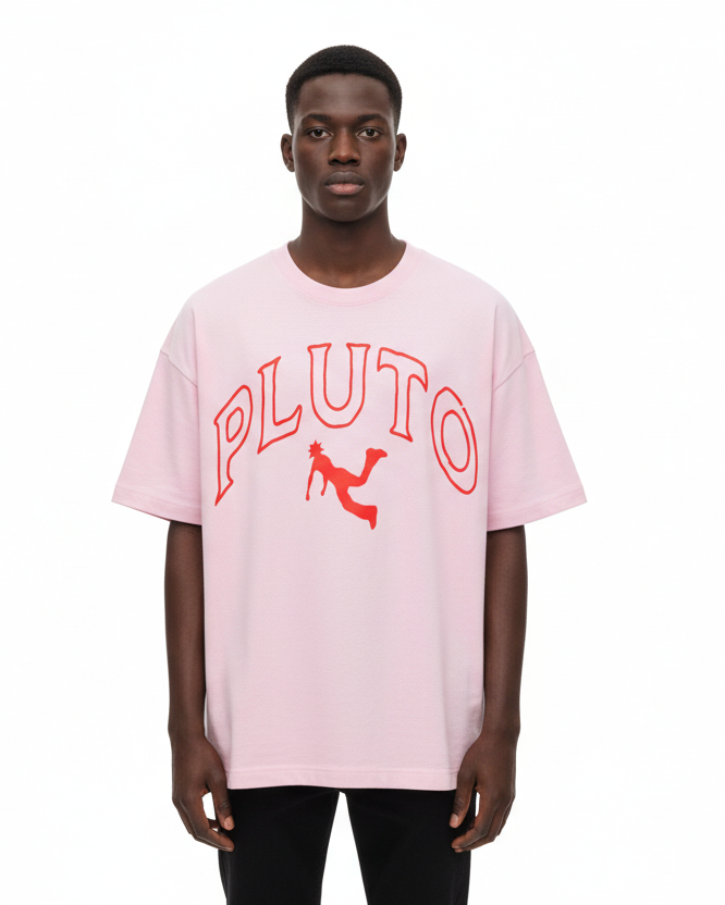 RED Pluto Outline Cotton Boxy Tee-Shirt