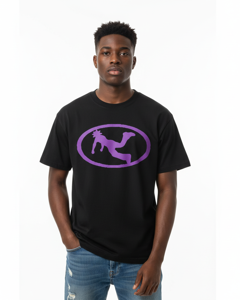 Plutos Purple Oval Logo Cotton Tee-Shirt