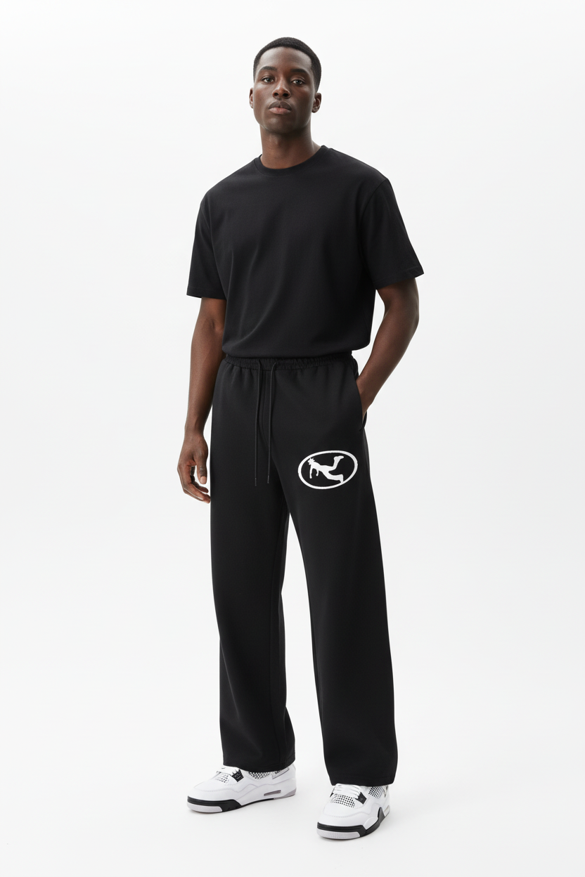Pluto White Oval Logo Straight-Leg Sweatpants