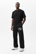 Pluto White Oval Logo Straight-Leg Sweatpants