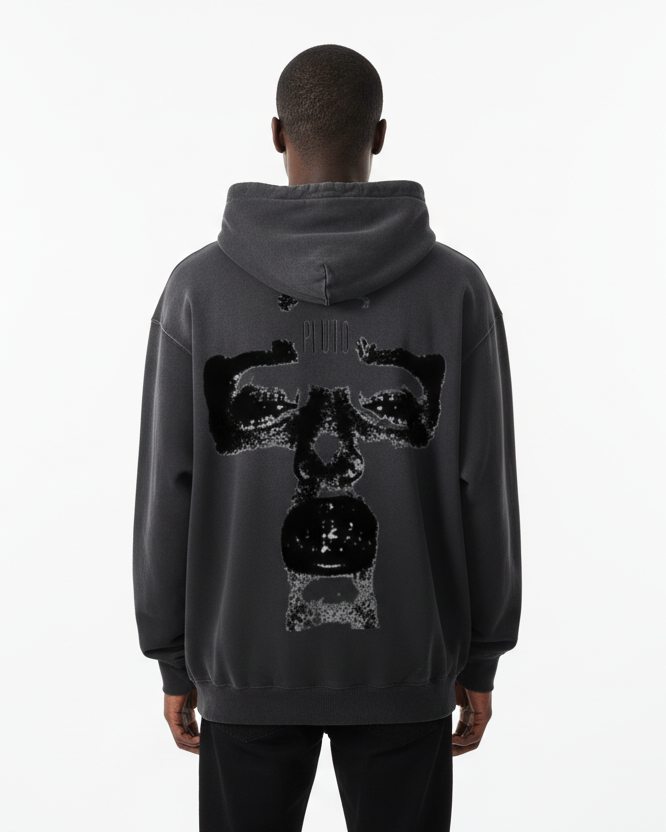 Pluto Cross Face Heavyweight Sunfade Oversized Hoodie