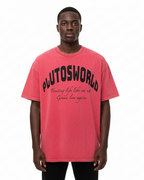 PlutosWorld Black Globe Snow Washed Oversized Tee-Shirt
