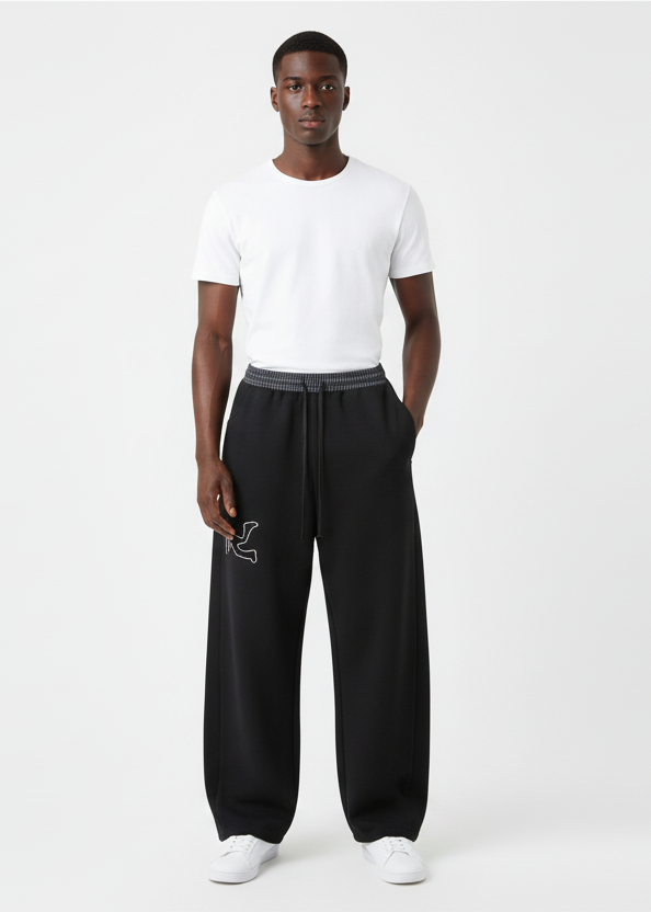 Pluto Black Plaid Waistband Barrel Sweatpants