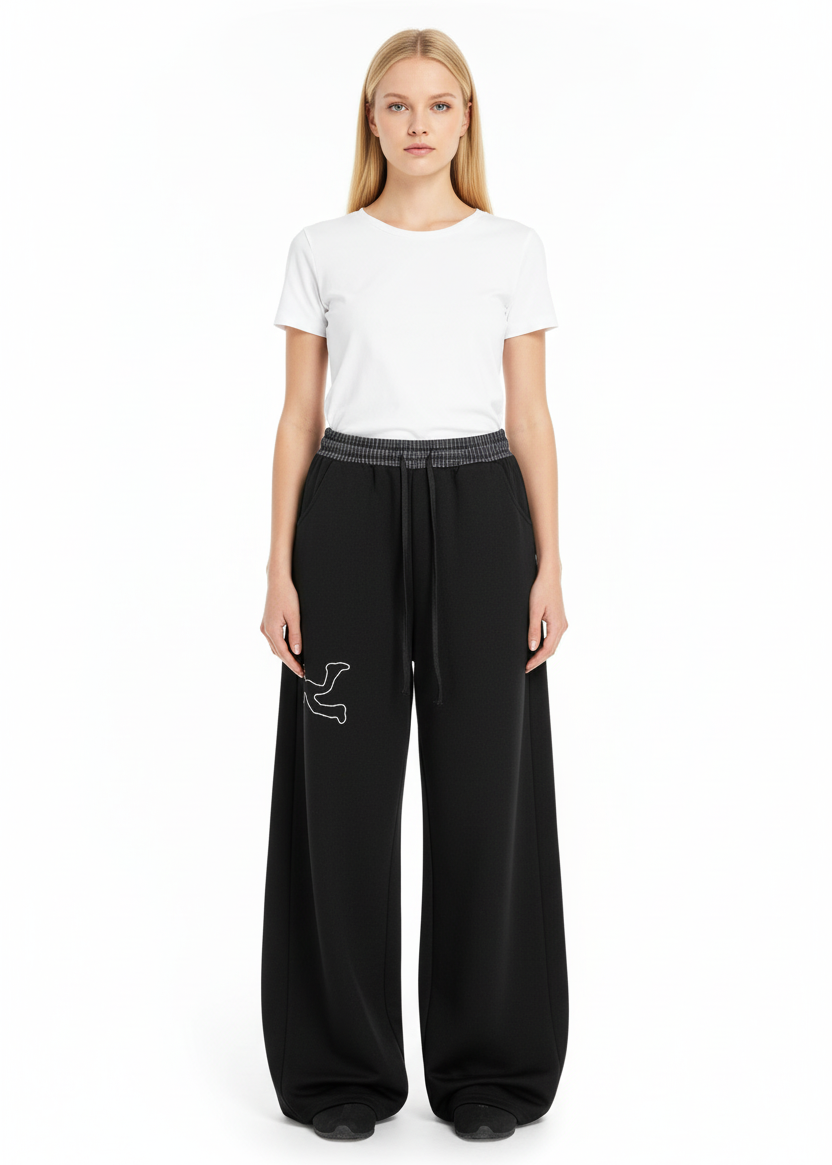 Pluto Black Plaid Waistband Barrel Sweatpants