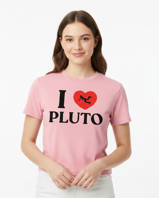 I Heart Pluto Slim Fit Mock Neck WOMENS Tee-Shirt