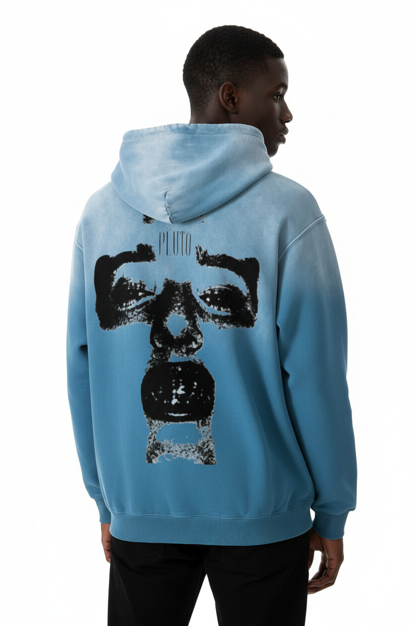 Pluto Cross Face Heavyweight Sunfade Oversized Hoodie