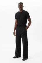 Pluto Black Oval Logo Straight-Leg Sweatpants
