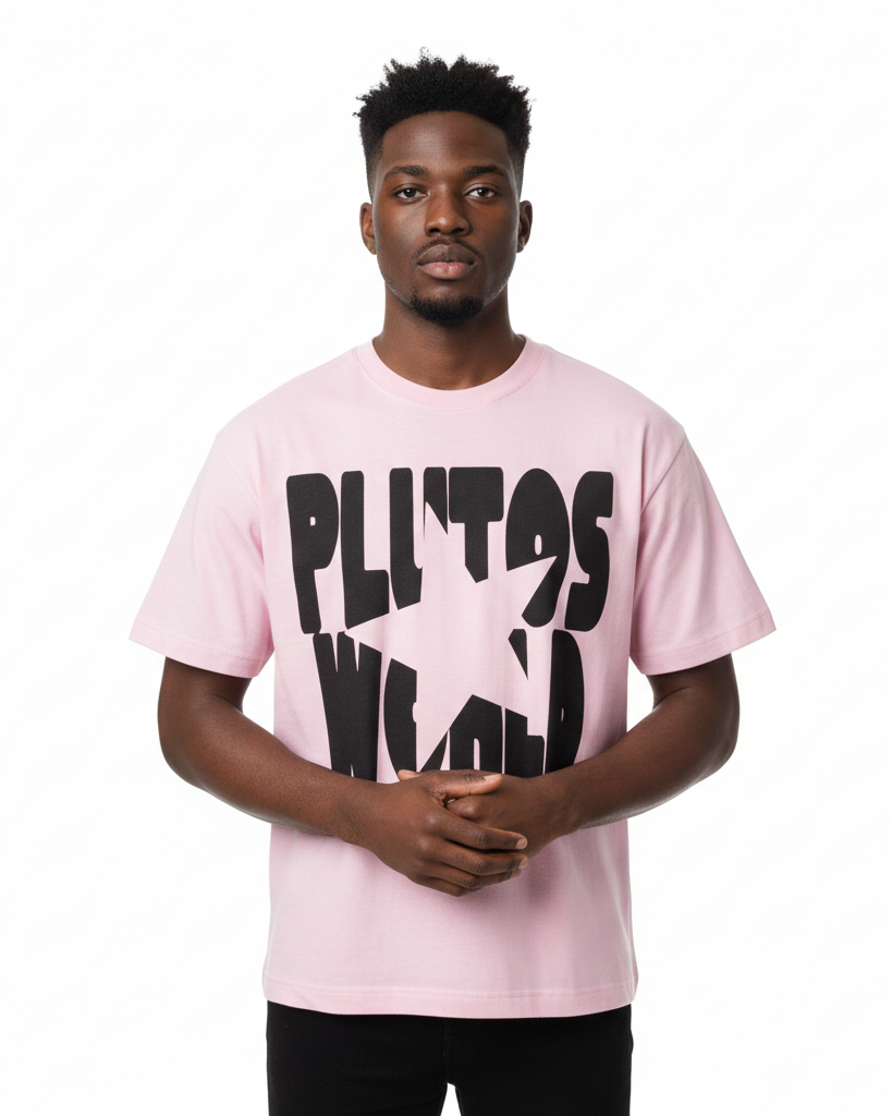 PlutosWorld Black Star Cotton Boxy Tee-Shirt