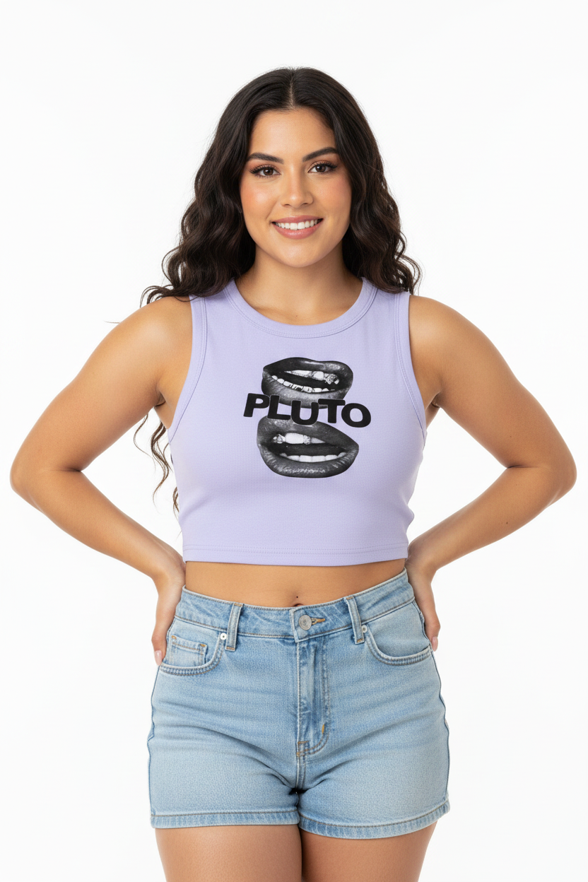 PLUTO Lips Tight Crop Tank Top