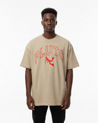 RED Pluto Outline Cotton Boxy Tee-Shirt