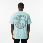 PlutosWorld Black Globe Snow Washed Oversized Tee-Shirt