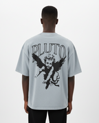 Pluto Angel Outline Mineral Wash Boxy Cotton Tee-Shirt