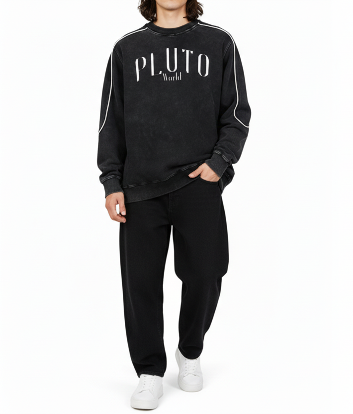 Pluto World White Piping Sweatshirt