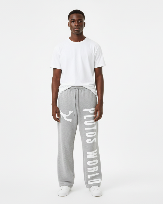 PLUTOS WORLD LOGO Straight-Leg Sweatpants