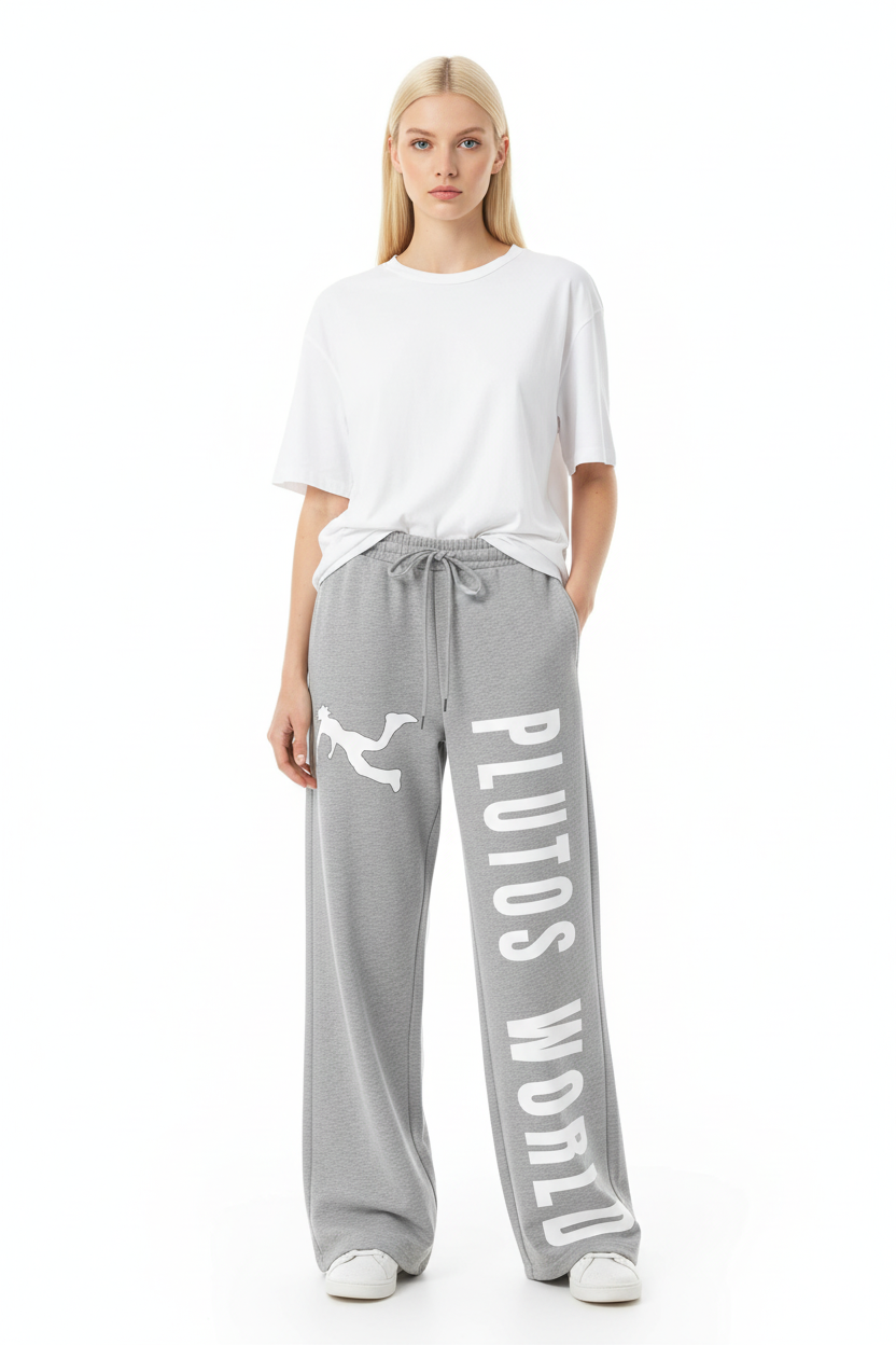 PLUTOS WORLD LOGO Straight-Leg Sweatpants