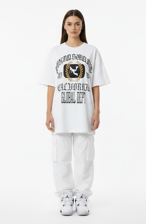 PLUTSWORLD GLOBAL DEPT 1999 Boxy Raw-Edge Tee-Shirt