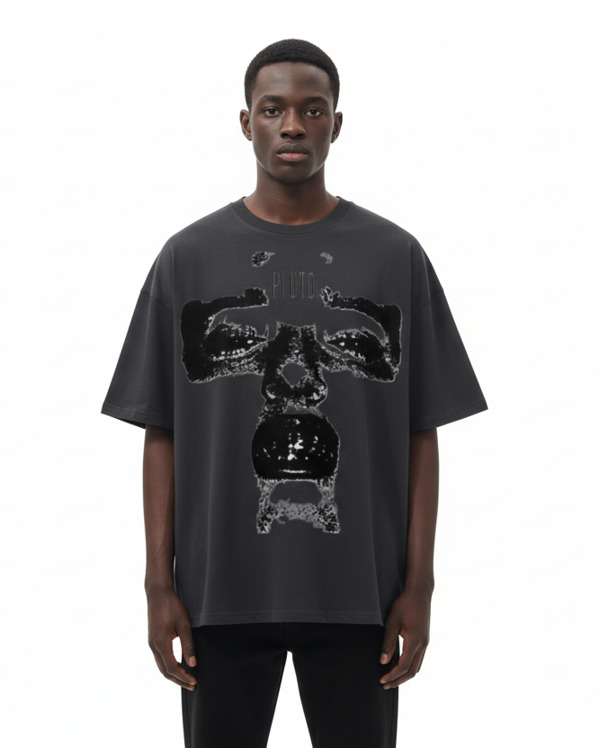 Pluto Cross Face Loose Cotton Tee-Shirt