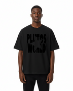 PlutosWorld Black Star Cotton Boxy Tee-Shirt